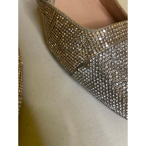 Rhinestone block heels Sling back glam party shoes Holiday Going Out Size 10M - Picture 7 of 8